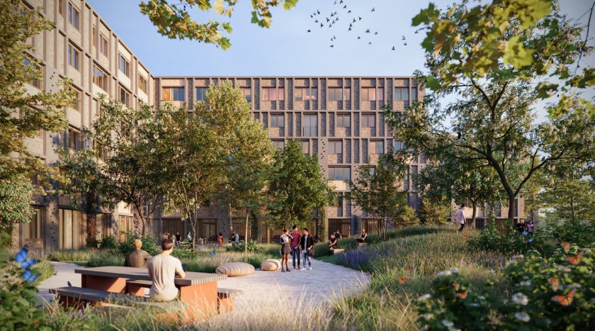 Artist impression of new student housing units Mansholtlaan